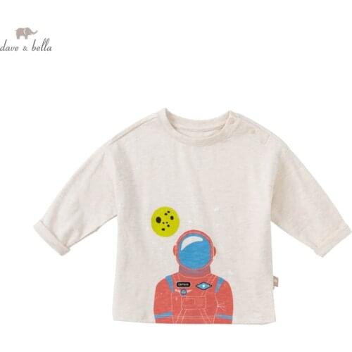DBA18701 dave bella autumn baby boys casual cartoon print T-shirt children tops kids boy fashion tees