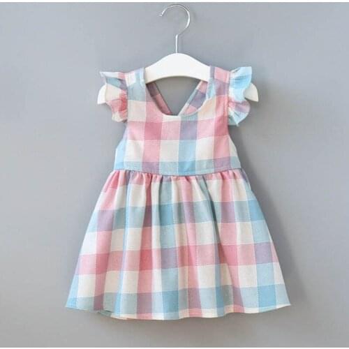 Childrens Clothing 2021 Summer New Plaid Sleeveless Baby Girl Princess Dress For Girls Dress Little Girl Casual Dress 2-6 Years