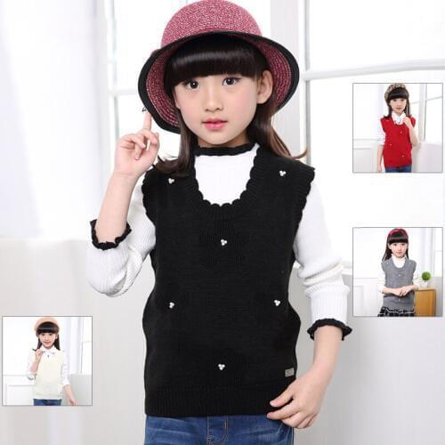 2018 Childrens Sweaters Waistcoat Flower Girls Knitted Vest Spring and Autumn Kids Girls Clothing BC283