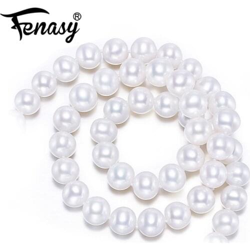 FENASY Natural Freshwater Pearl Necklaces For Women Luxury Bowknot Buckle Long Necklaces Wedding Engagement Jewelry Idea Gift