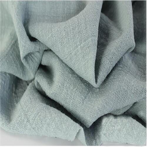 Soft Linen Cotton material light blue crincle wrinkle tissue scarves dress double layer linen cotton crepe fabric By meter