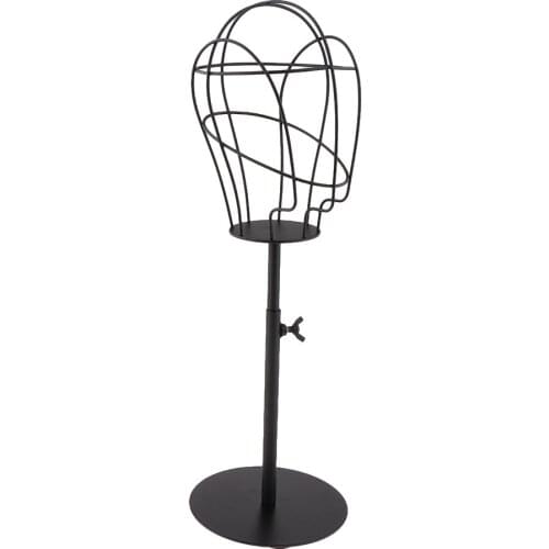 Black Metal Hat Mannequin Head Stand, Tabletop Decorative Wig Dryer Showcase Holder