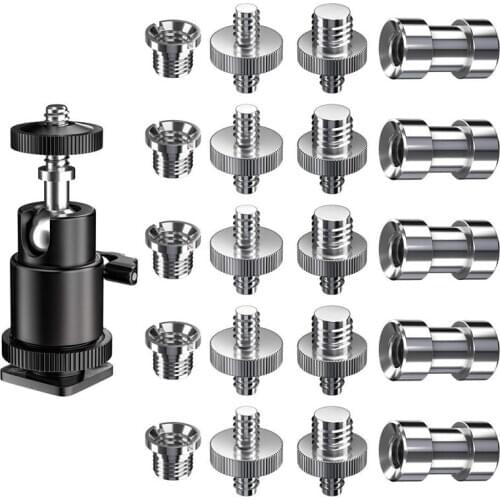 Camera Screw, 21 Pcs 1/4 Inch 3/8 Inch Converter Threaded Screws 1/4inch Hot Shoe Adapter Mount Camera Ball Head Set Camera/Trip