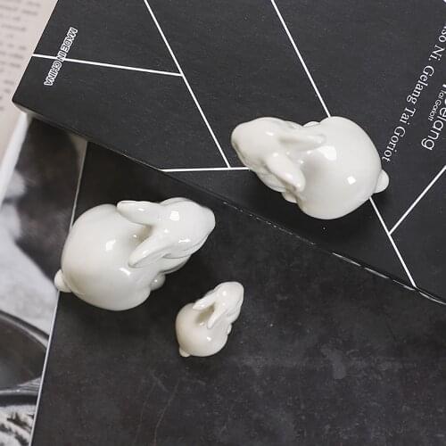 Bunnies Ceramic Home Tabletop Bookshelf Easter Decorations Bunny Microlandscape Ornament For Garden Backyard Decor Crafts #T1P