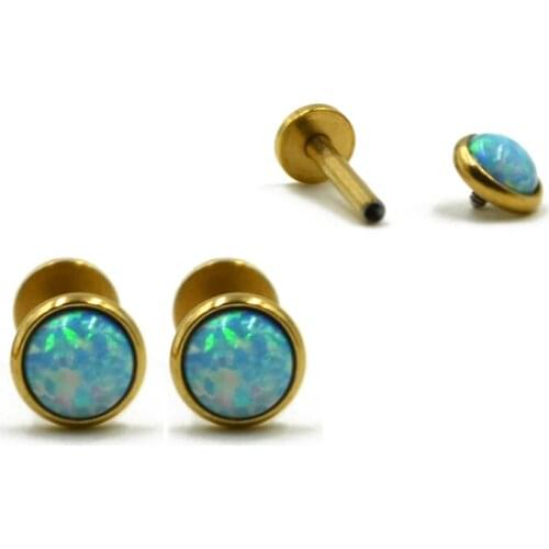 1pc Stainless Steel Opal Stone Ear Tragus Cartilage Ring Labret Stud Lip Ring Body piercing Jewelry 16g