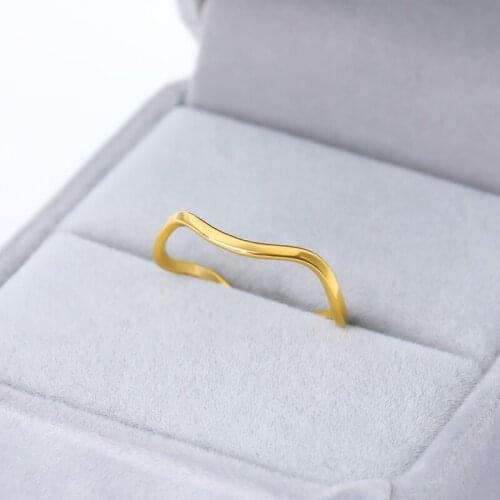 Minimalism Bague Femme Stainless Steel Wave Rings For Women Gold Thin Wire Irregular Ring Fashion Jewelry Best Friend Gifts BFF