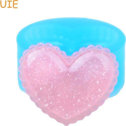GYL244U 26.3mm Lace Heart Flexible Silicone Mold - Cake Decorating, Fondant, Cabochon Candy, Jewelry, Cookie Biscuit, Resin Mold