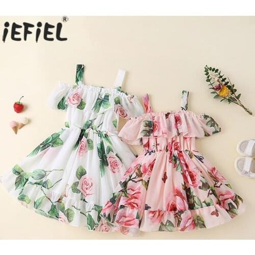 1-6 Y Chiffon Girls Dresses Summer Sleeveless Ruffles Princess Dress Kid Girl Flower Dress Children Girl Pageant Party Clothes
