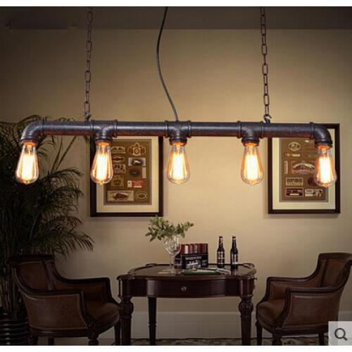 Loft Vintage Edison Pendant Lights Personalized Bar Lighting Industrial Vintage Water Pipe Pendant Lamp E27Cafe Bar Lamps