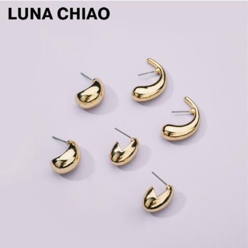 LUNA CHIAO Gold Color Earring Chic Style Metal Stud Earrings Set for Women