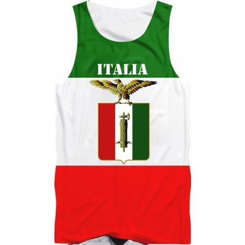 Fashion Mens Sleeveless Jersey Vest 3D Digital Printed Italian flag Casual Tank Tops Summer Men Women Fitness muscles Sexy vest