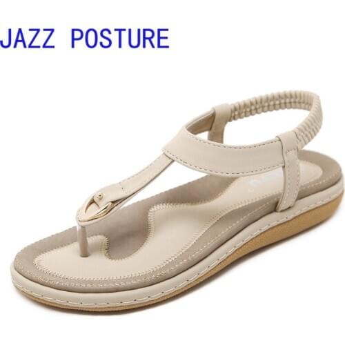 2020 new womens sandals vacation beach seaside womens shoes buckle large size comfortable ethnic style comfortable q435