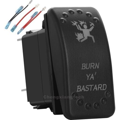 BURN YA'BASTARD Rocker Switch White Led 3P SPST ON/OFF 12v/24v overload protection+Jumper Wires Set Car Boat Trucks Waterproof
