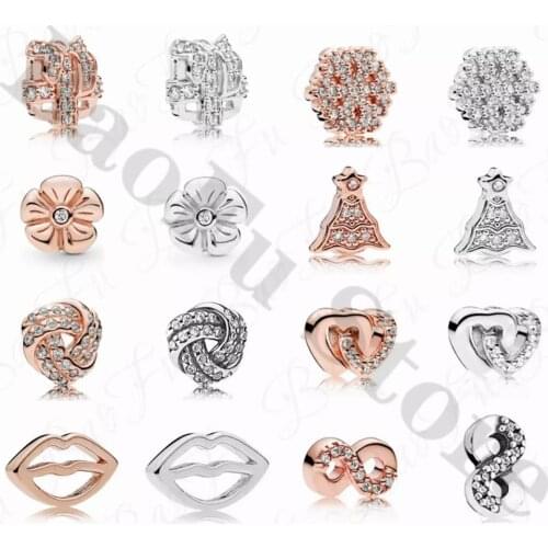 Authentic 925 Sterling Silver Charm Accessories Double Heart Snowflake Vortex Infinite Love Suitable For Floating Pendant Box