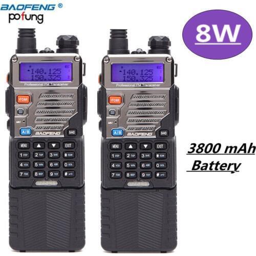 2PCS Baofeng UV-5RE 8W High Power Walkie Talkie Powerful 3800mah Uhf Vhf 8Watts Long Range Hiking UV5RE CB Portable Ham Radio
