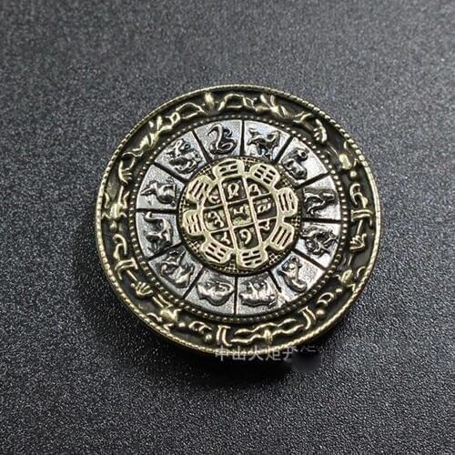 27mm dia leather craft twelve chinese zodiac signs vintage decoration button solid brass metal accessories screws fix 3pcs/lot
