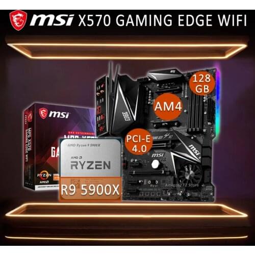 Socket AM4 MSI MPG X570 GAMING EDGE WIFI Gaming Motherboard With AMD Ryzen 9 5900X Motherboard Cpu Full Combo AMD X570 Placa-mãe