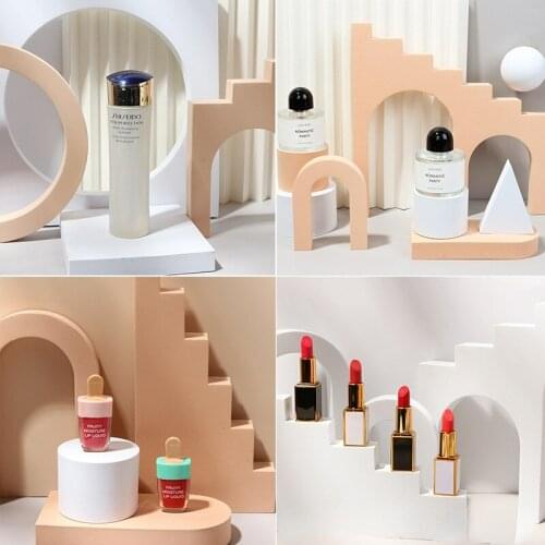 Geometric Cube Photography Props Trapezoidal Hollow Photography Ornaments Photo Background Ins Simple Shooting Props White Pink