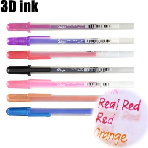 Sakura Gelly Roll Glaze Pens 3-Dimensional Glossy Ink Gel Pens 0.6mm 3D Art Font Jel Kalem Kawaii School Stationery Art Supplies