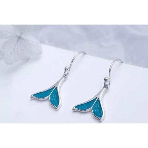 Drop Earrings For Women Crystal Mermaid Tail Pendant Jewelry Girl Fish Tails Trendy Summer Earring Jewellery Gifts