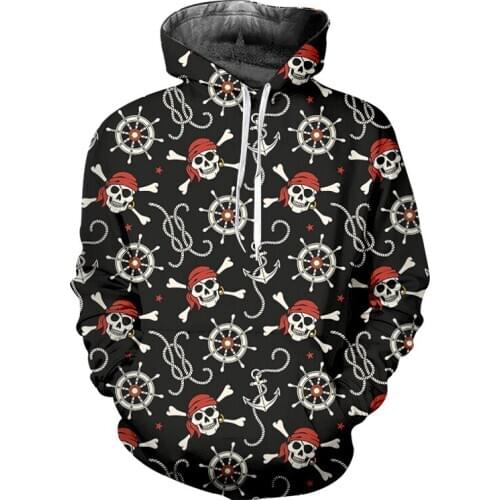 IFPD EU Size 3D Print Pirate Skull Sweatshirt Fall Winter Hoodies Streetwear Women/mens Hiphop Tracksuits Long Sleeve Pullovers
