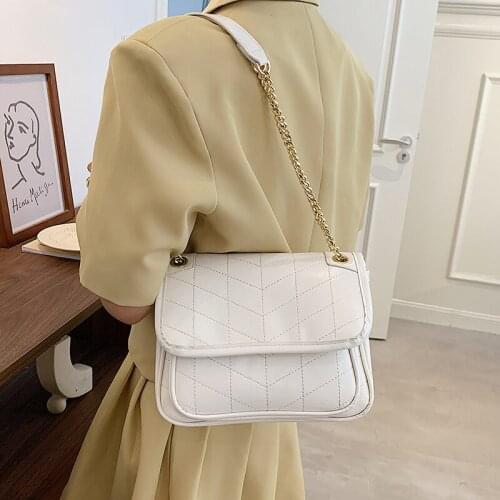 High Quality Western Style Ladies Luxury Chain Bag 2021 New Trendy Shoulder Bag Casual Bag Pure Color Small Bag Ins Summer