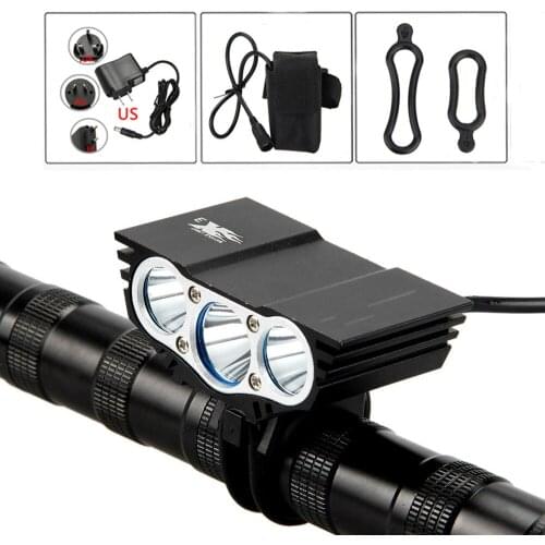 Super Bright Bicycle Front Light 3xT6 LED Outdoor MTB Road Bike Headlight Waterproof Safe Cycling Lamp With Battery Pack