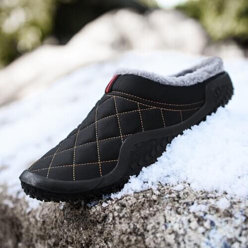 Lazy Cotton Slippers Men Winter Outdoor Men Shoes WaterProof Cold-Proof Casual Shoes Men Plush Warm Man Footwear Big Size 39-48