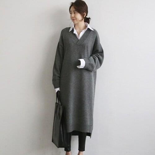 Warm Sweater Women Autumn Dress Winter Long Sweater Knitted Dresses Long loose Maxi Oversize Lady Dresses Robe