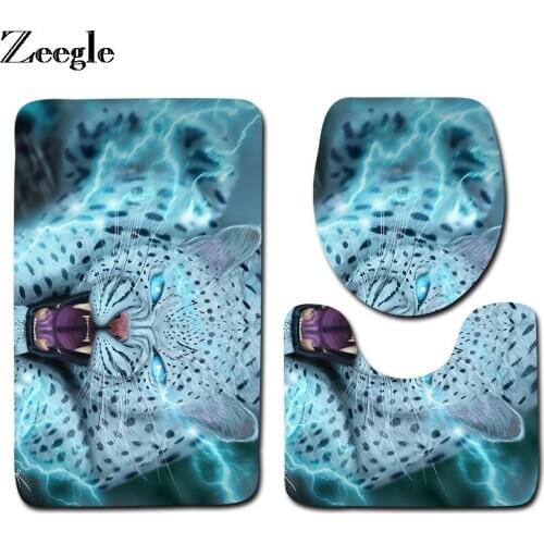 Zeegle Bath Mat Set Anti Slip Bathroom Doormat Shower Mat Absorbent Toilet Pedestal Rug Foot Mat Washable Soft 3pcs Toilet Set