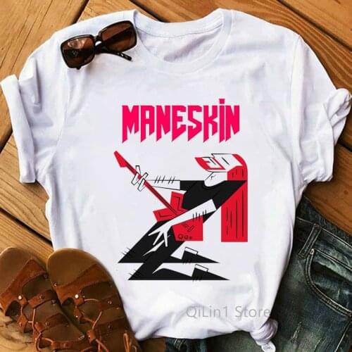 Funny MåNeskin Fan Art Maneskin Cartoon Print WomenS Tshirts Hip Hop T-Shirt Female Summer Tops Tee Shirt Femme T Shirt