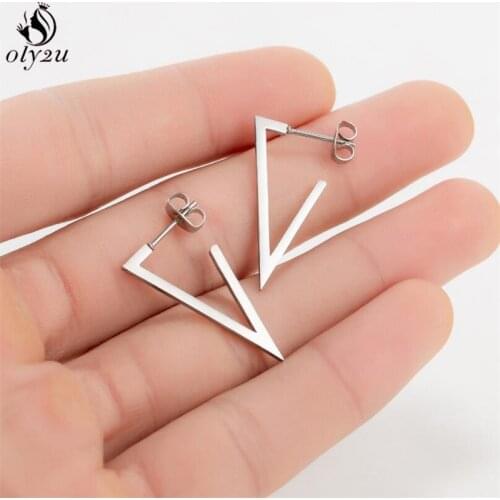 Punk Stainless Steel Triangle Earrings for Women Hip Hop Minimalist Jewelry Round Star Cross Earing Fashion Jewelry Friend Gift