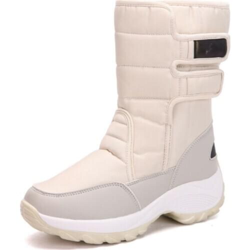 Women Winter Warm Mid-Calf Snow Boots Fur Lining Platform Rain Shoes New Winter Plush Waterproof Antiskid Thermal Cotton Shoes