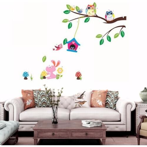 1Pc Removable Owl Tree Wall Decals Baby Bedroom Nursery Wall Stickers Art Room Decor