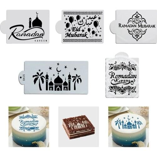 1pcs Ramadan Decoration Cake Mold Decorating Tools Eid Mubarak Spray Stencils Template Muslim Islamic DIY Festival Party Decor