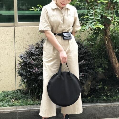 10 Inch Black Dumb Drum Bag Oxford Cloth Rust Proof Zipper Pull Portable Handbag