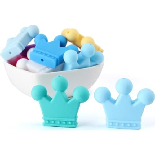 10PCS Crown Silicone BeadsTeething Necklace Nursing Toy Accessories Newborn Teething Silicone Teethers