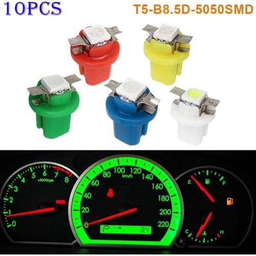 10pcs T5-B8.5D-5050smd LED SMD Lamp Car Gauge Speed Dash Bulb Dashboard Instrument Light 12V B99