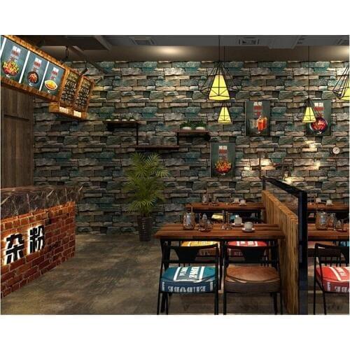 Beibehang 3D simulation brick brick PVC wallpaper retro personality stone pattern bar cafe KTV industrial wind wall paper tapety