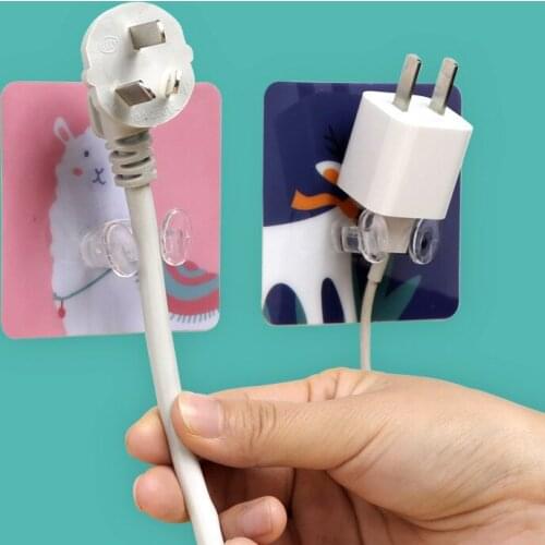 4PCS cartoon printed plug hook creative hook socket hanger plug punch-free strong seamless hook factory