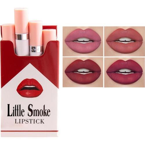 4 PCS Waterproof 24 Hours Long Lasting, Velvet Matte Lipstick Non-stick Cup Lip Color Gift 0.8g - Lip Beauty Cosmetics Lip Care