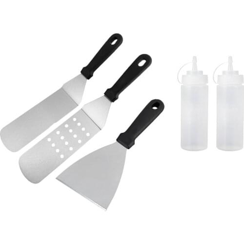 5pcs Stainless Steel Spatula Bbq Tools Barbecue Set Kitchen Cooking Spatulas Outdoor Diy Grill Griddle Scraper Bbq Accessories
