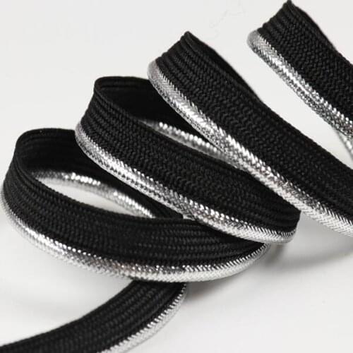 50Yards Black White Braided Ribbon Gold Rope Curved Lace Trim Pillow Cushion Piping Lip Cord Trim Sewing Clothing Accessories