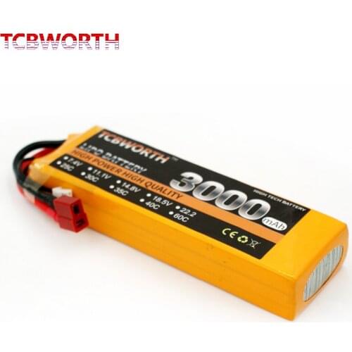 TCBWORTH 3S 11.1V 3000mAh 40C 60C RC Airplane LiPo Battery For RC Helicopter Quadrotor Drone Car Boat CX20 RC Battery LiPo 3S