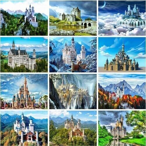 5D Square/Round Diamond Embroidery Castles Landscape Diamond Painting Cross Stitch Kit Mosaic Needlework Home Decoration