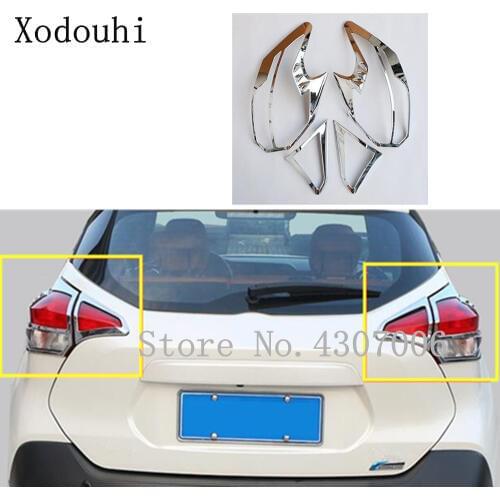 Car Detector ABS Chrome Cover Trim Back Tail Rear Light Lamp Frame Parts 4pcs For Nissan Kicks 2017 2018 2019 2020
