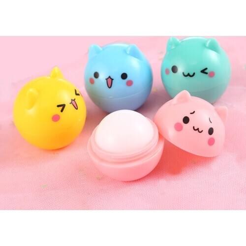 12 Pcs Cat Lip Balm Bulk Moisturizing Fruit Flavor Colourless Kawaii Lip Balm Natural Plant Cute Lipbalm lipstick Makeup Tools