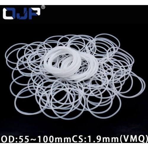 White Silicon Ring Silicone/VMQ O ring 1.9mm Thickness OD55/60/65/68/70/75/80/85/90/95/100mm Rubber O Ring Seal Gasket Washer