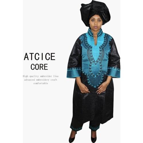 Free shipping african clothes for women new african bazin embroidery design dresses top with pants A151