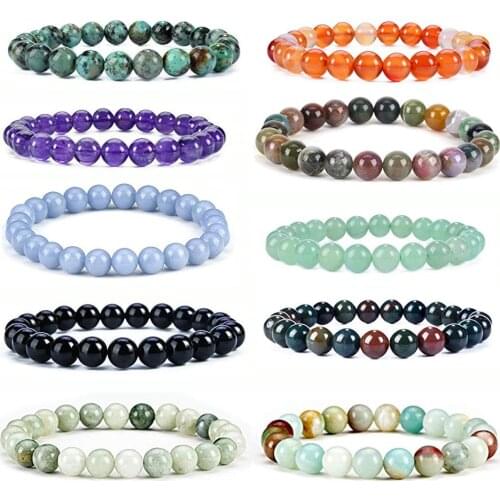 Stone Beads Bracelet Men Women Natural Stone Tiger Eye Lapis Lazuli Charm Bracelet Healing Energy Bracelets For Women Jewelry